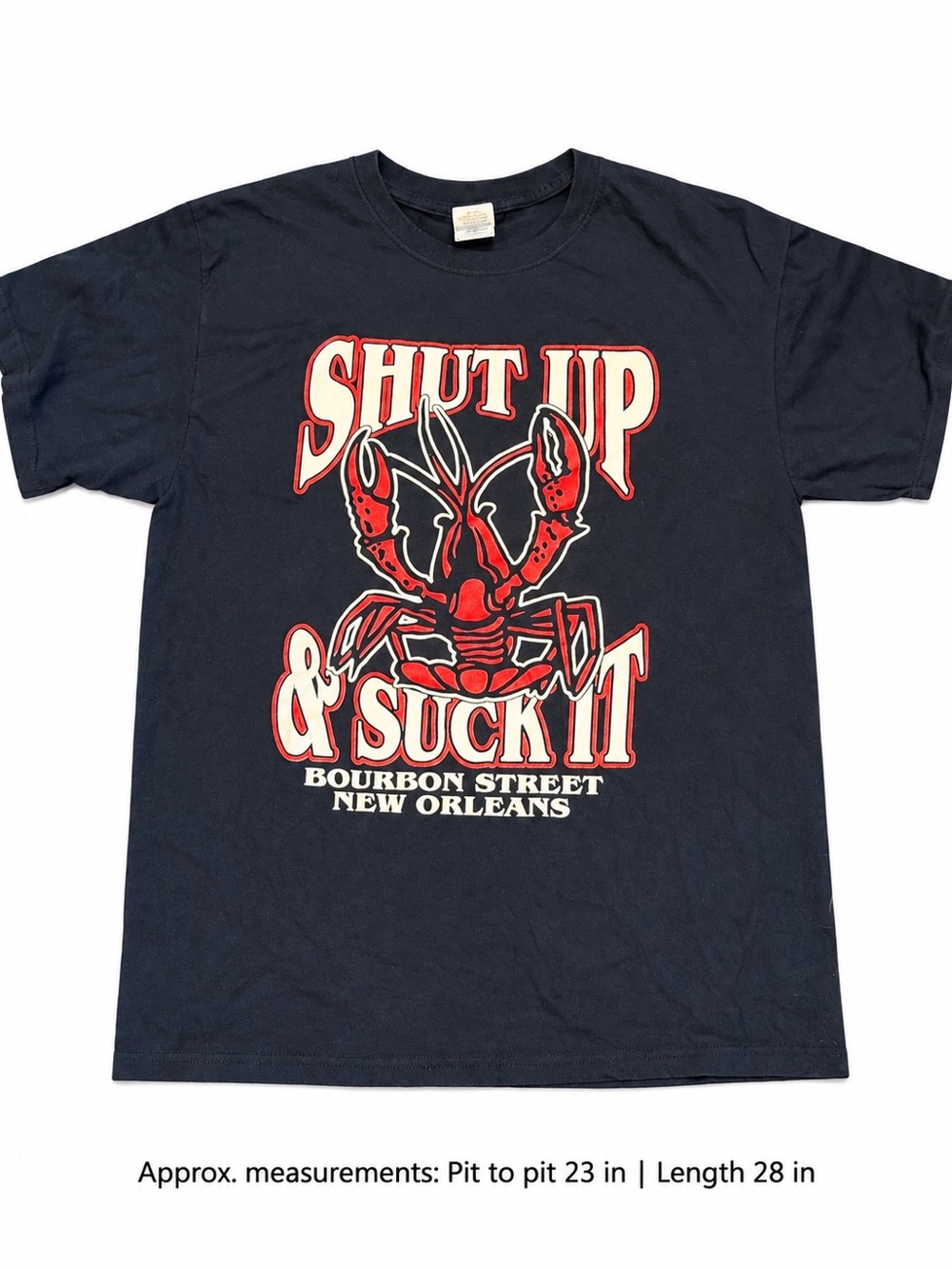 Gildan Heavy Cotton Y2K Shut Up & Suck It New Orleans Crawfish Tee L